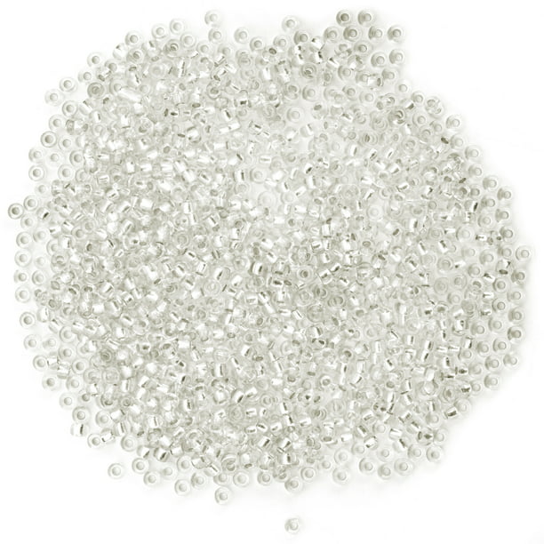 Silver Lined Glass Seed Beads 15 per inch 20 gms 1800 pcs BNSSL13 Silver Grey